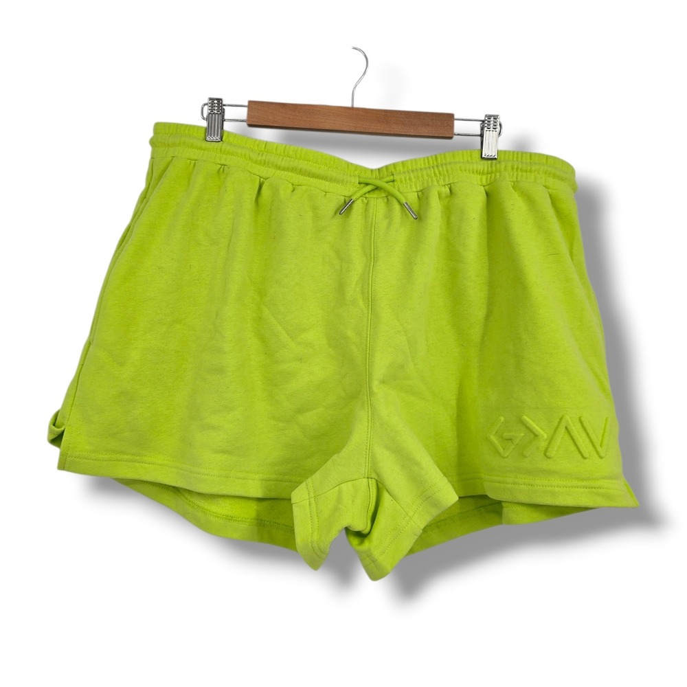 Wknd Chasers Womens Neon Lime Green Fleece Sweat Shorts 3XL Embossed Logo